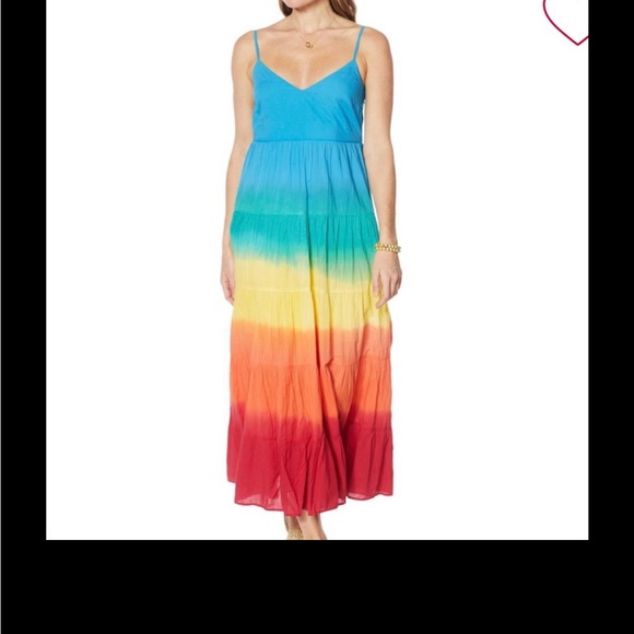Jessica Simpson Blue and Rainbow ombré Maxi Dress Size Medium - Picture 1 of 6